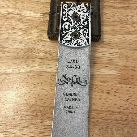 Vintage So Cal Washed Up Hollywood Leather Embossed Greek God Face Belt L/XL main image 8